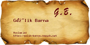 Gálik Barna névjegykártya